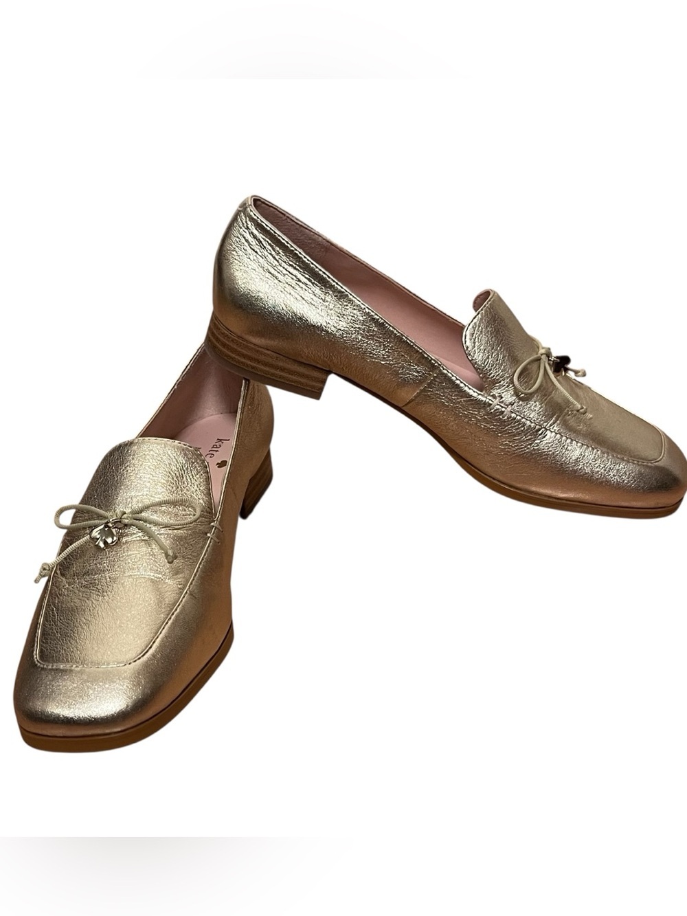 Kate Spade Metallic Gold Sarah Leather Loafers — Size 7 - Picture 3 of 10